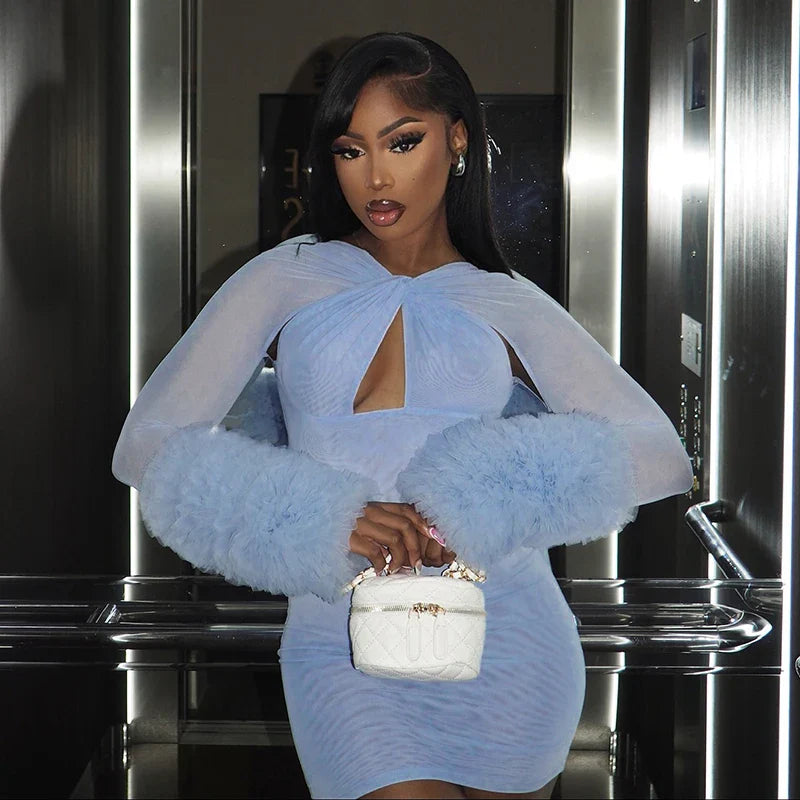 Layered Mesh Mini Dress