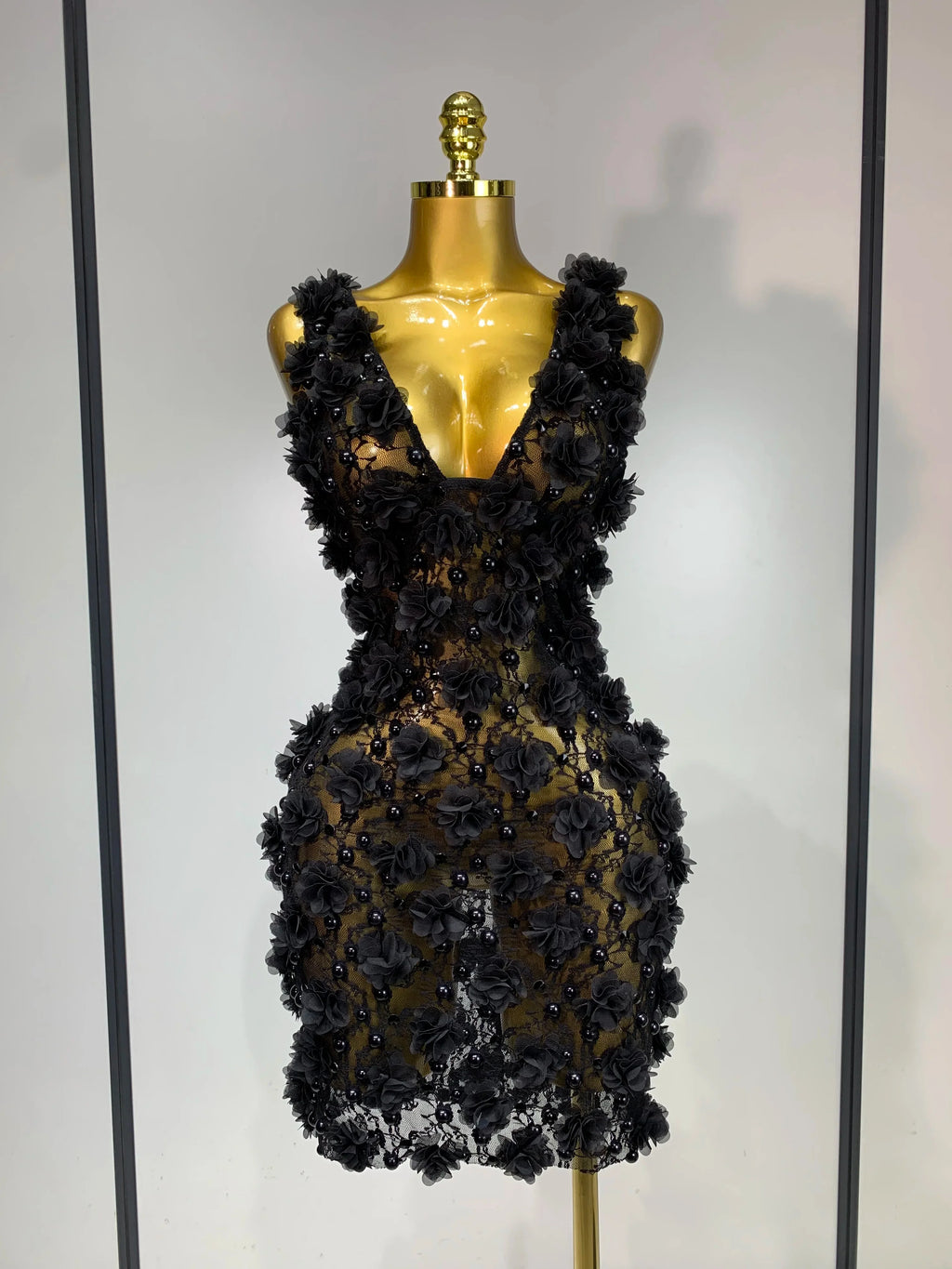 Flower Pearls Mini Dress