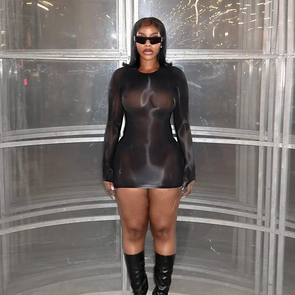 Midnight Sheer Illusion Mini Dress