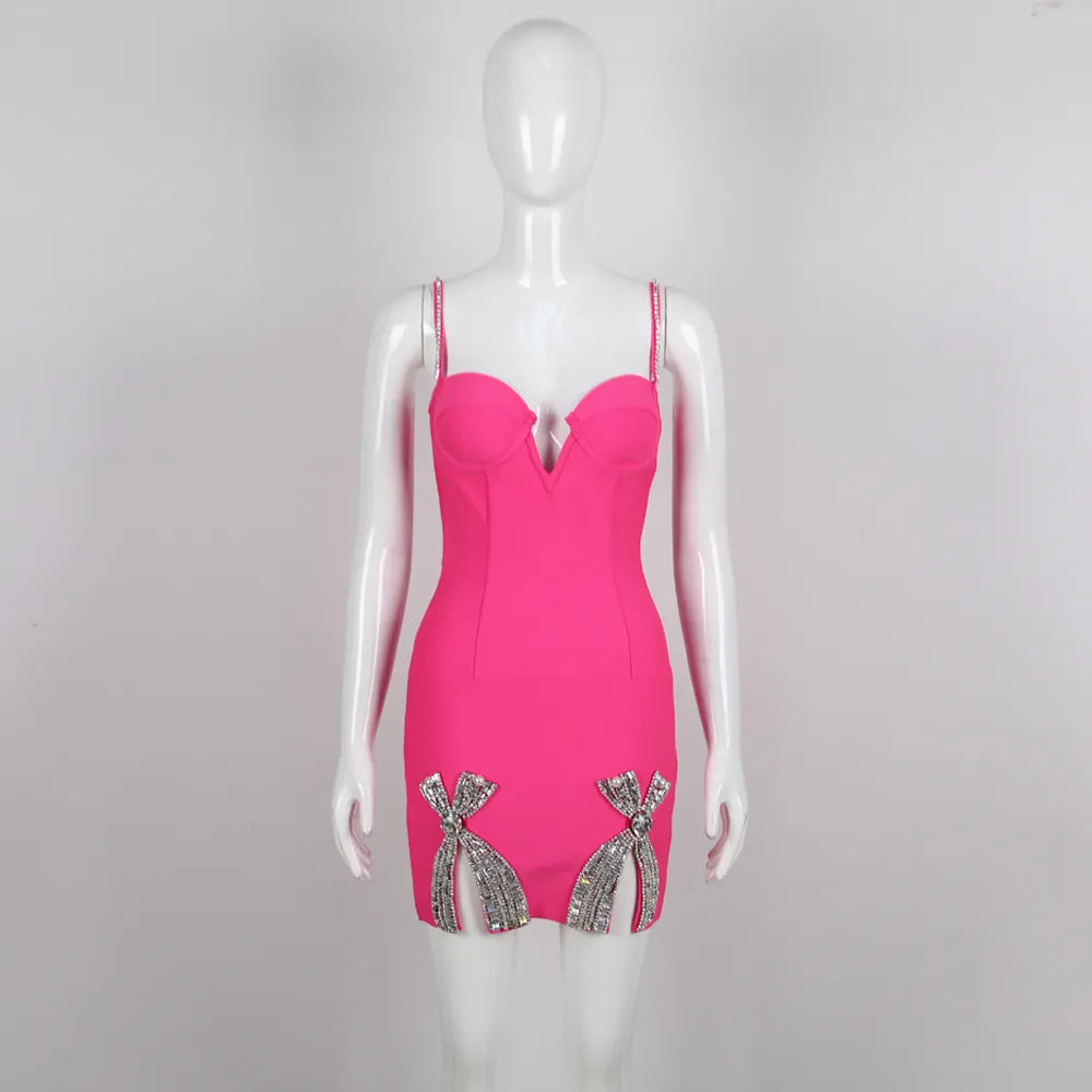 Bow Bandage Dress Rose red