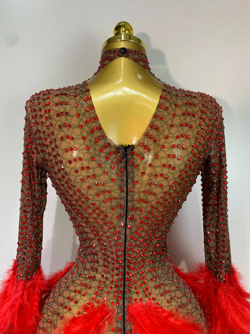 Abbi Mesh Feather Mini Dress