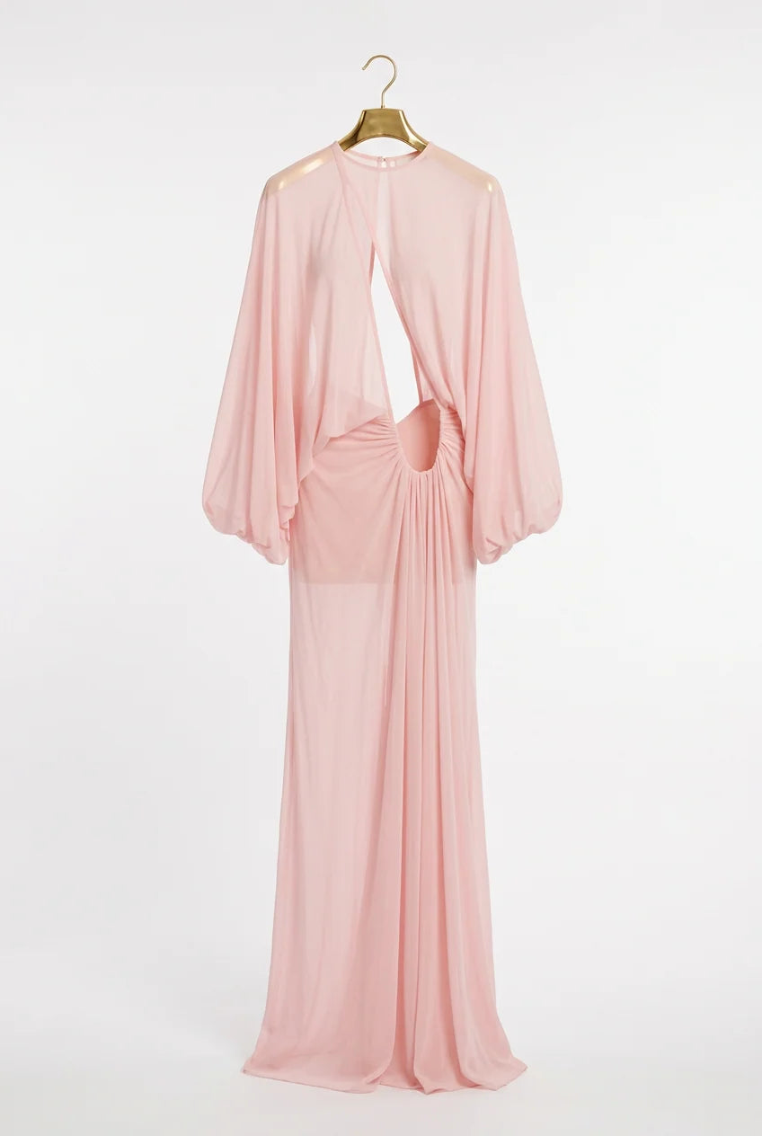 Pink Ruched Maxi Dress