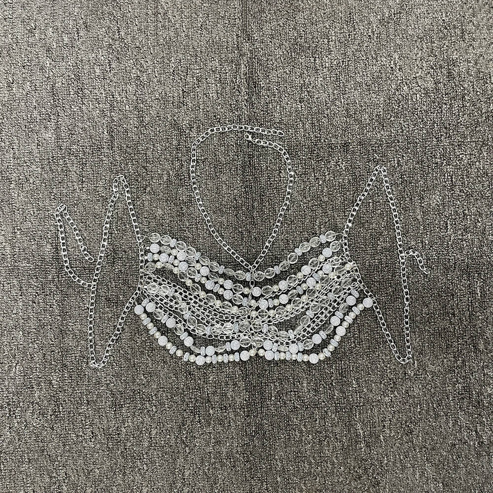 Pearl Tassel Crop Top white One Size
