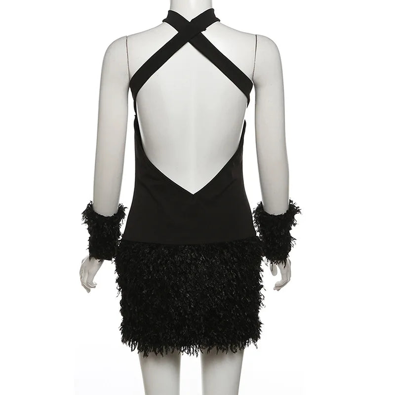 Fluff Cutout Mini Dress