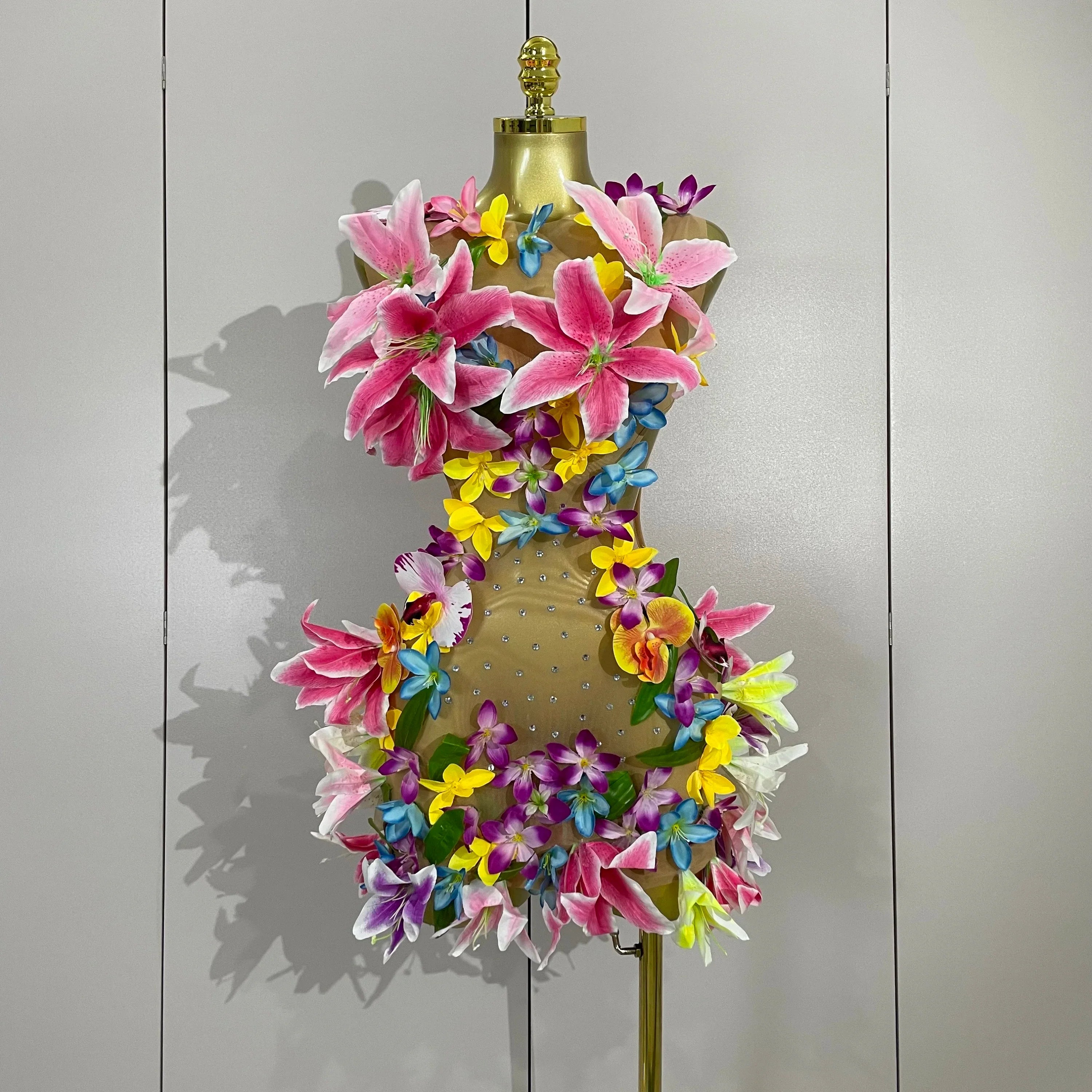 Flowers Mesh Mini Dress