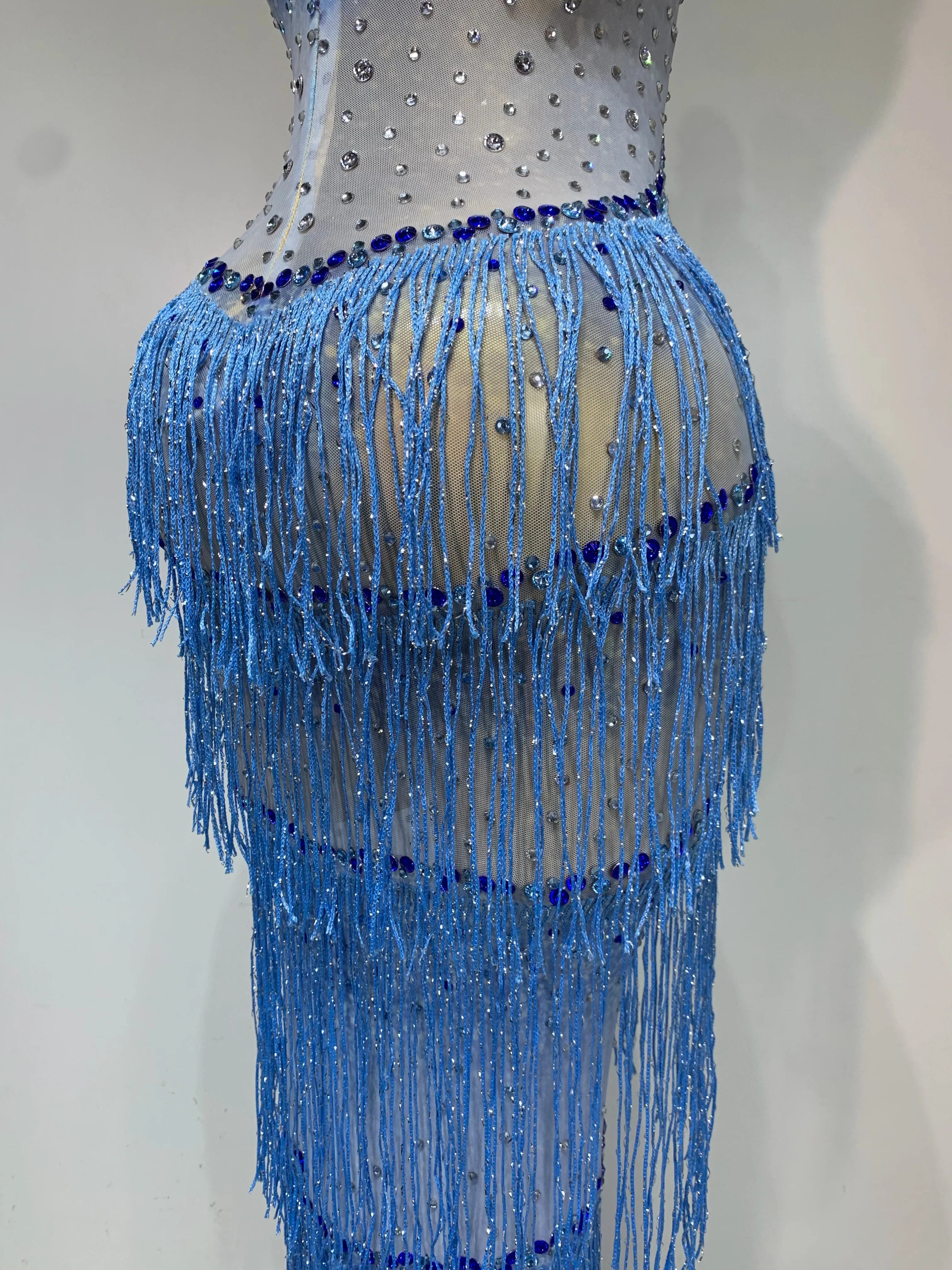 Charline Rhinestone Fringe Maxi Dress