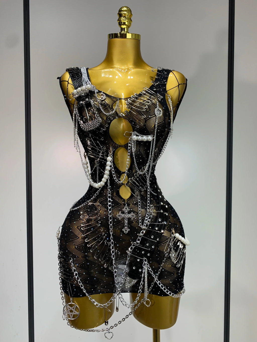 Chain Up Dress black
