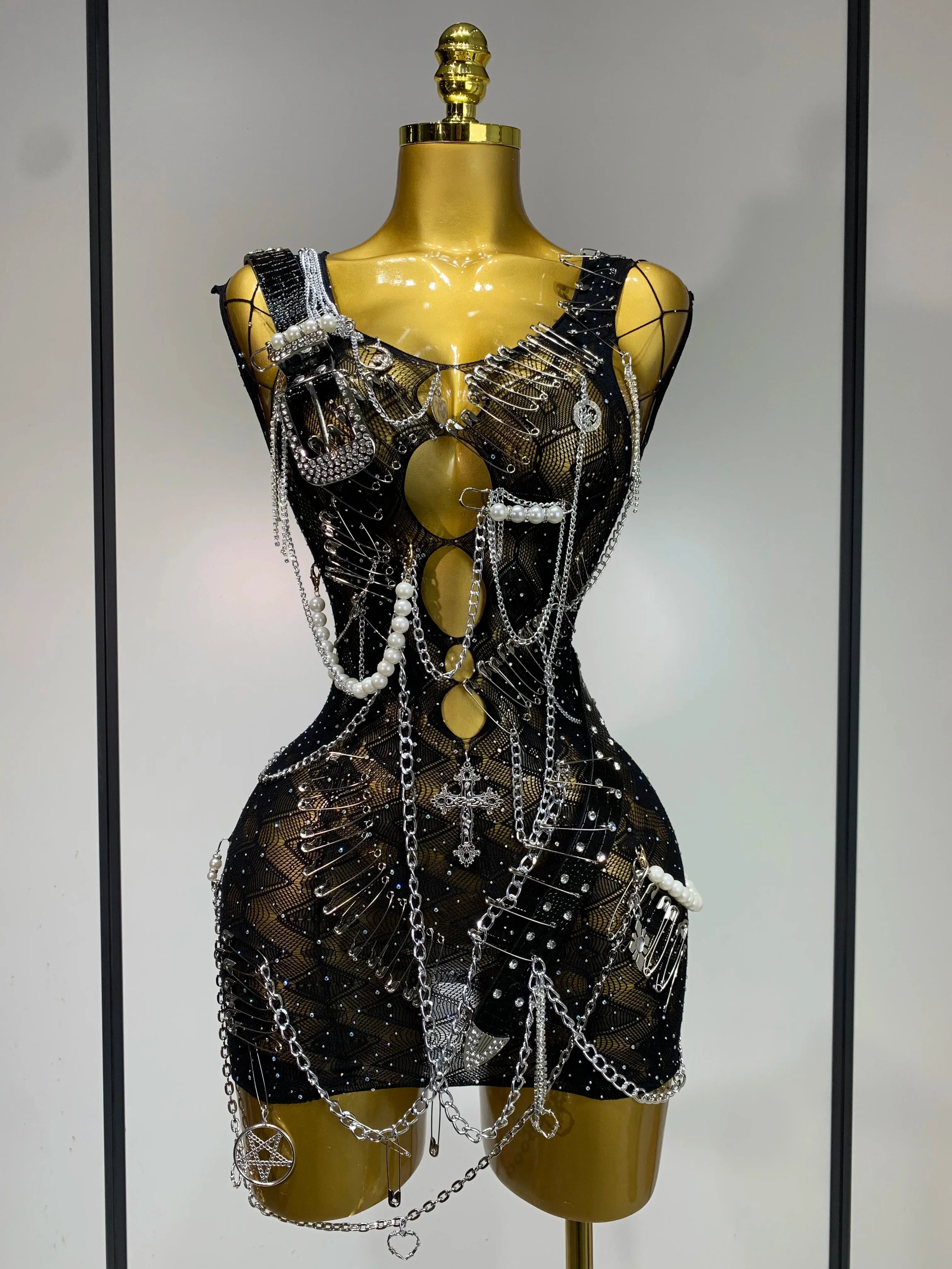 Chain Up Dress black