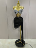 Jaylene Rhinestone Sequin Skirt Set black