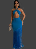 Royal Fringed Tassel Dress Blue