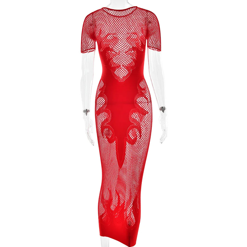Flaming Hot Mesh Dress