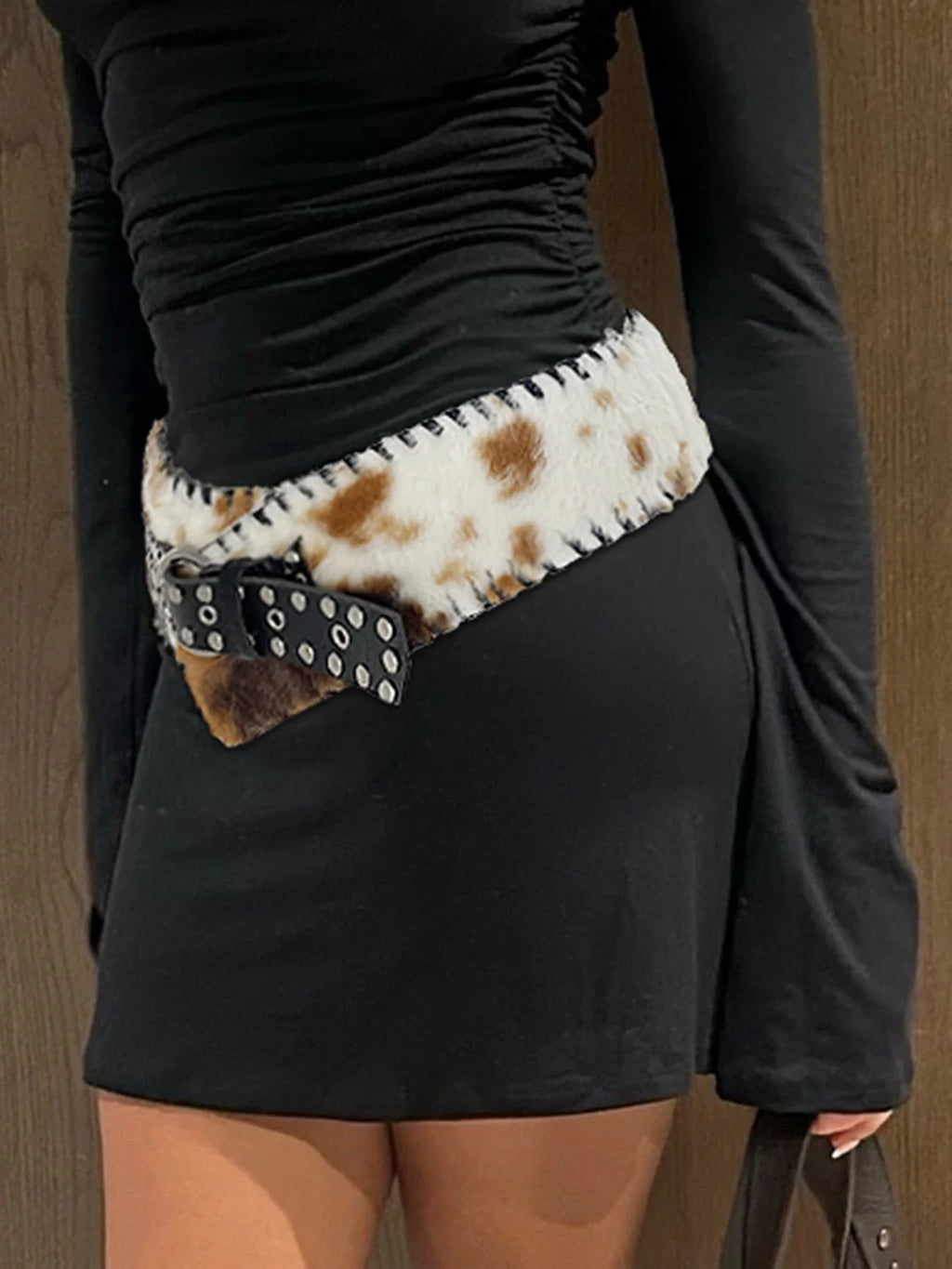 Cow Leather Fur Belt