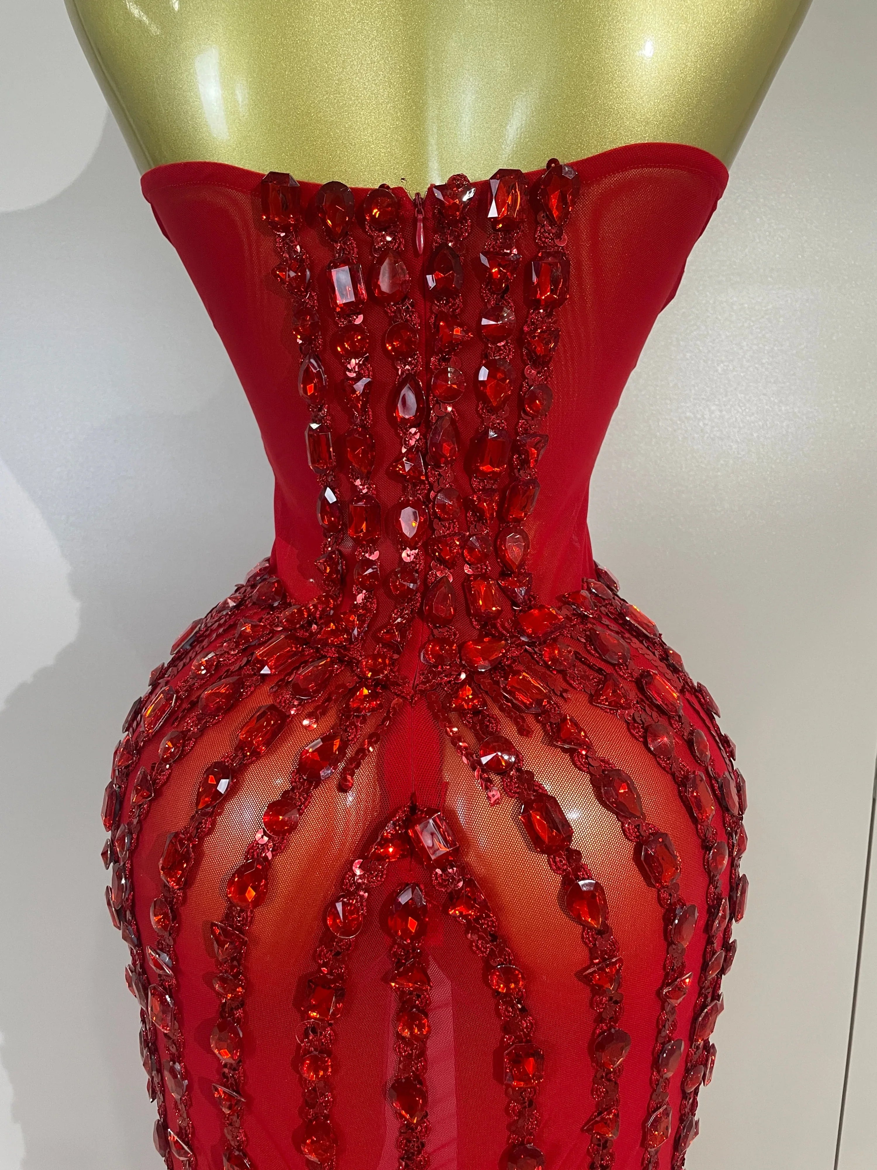 Red Fairy Mesh Maxi Dress