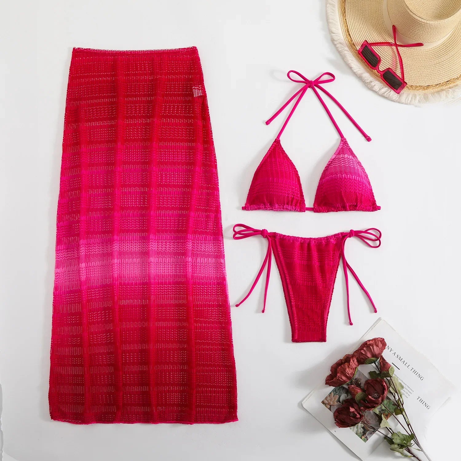Gradient Mesh Skirt Bikini Set