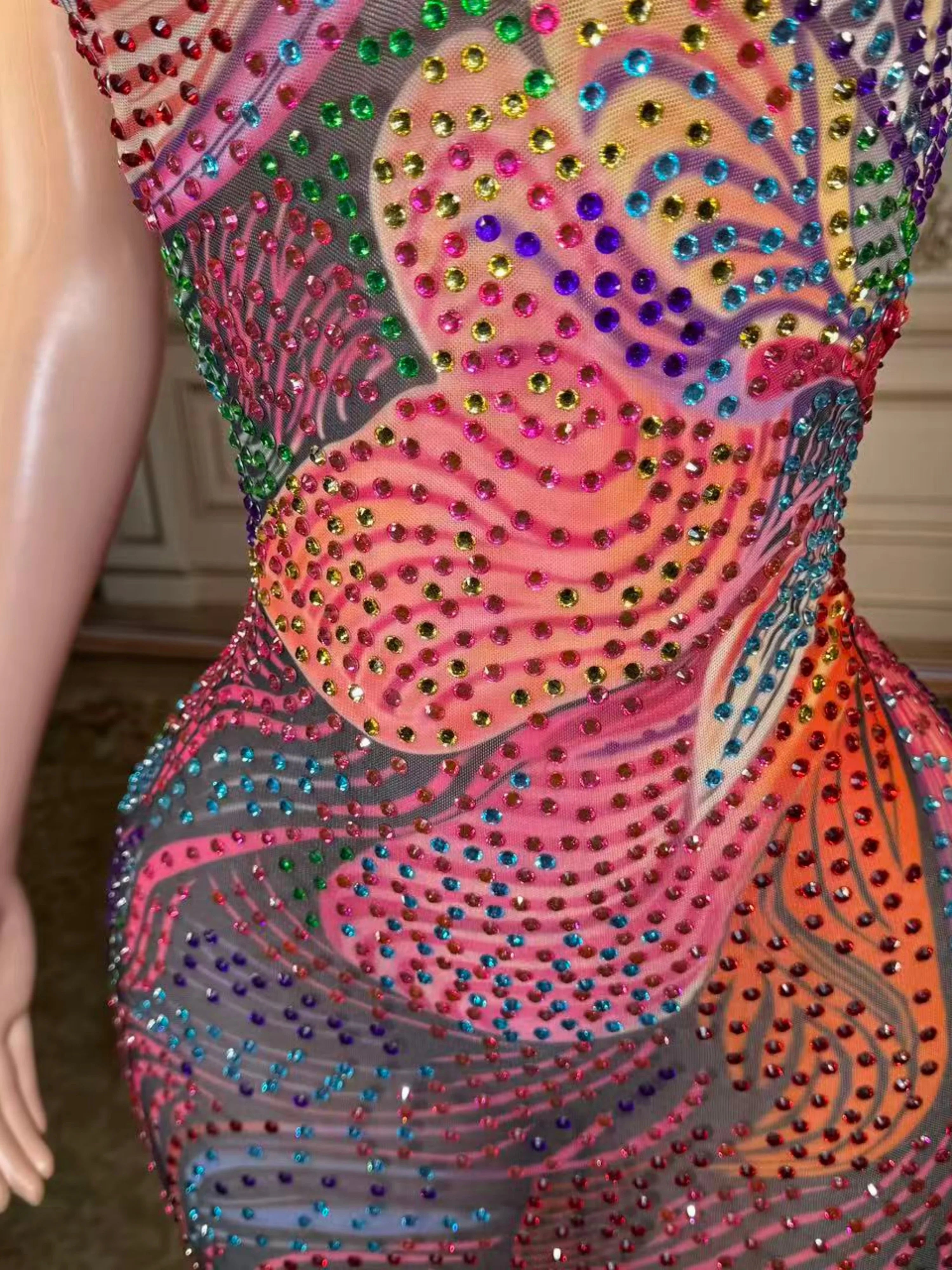 Opulent Crystal Backless Dress
