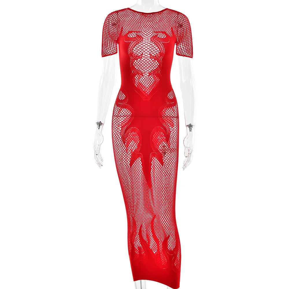 Flaming Hot Mesh Dress