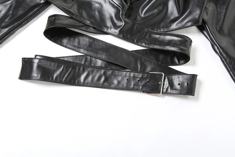 Black Leather Short Set