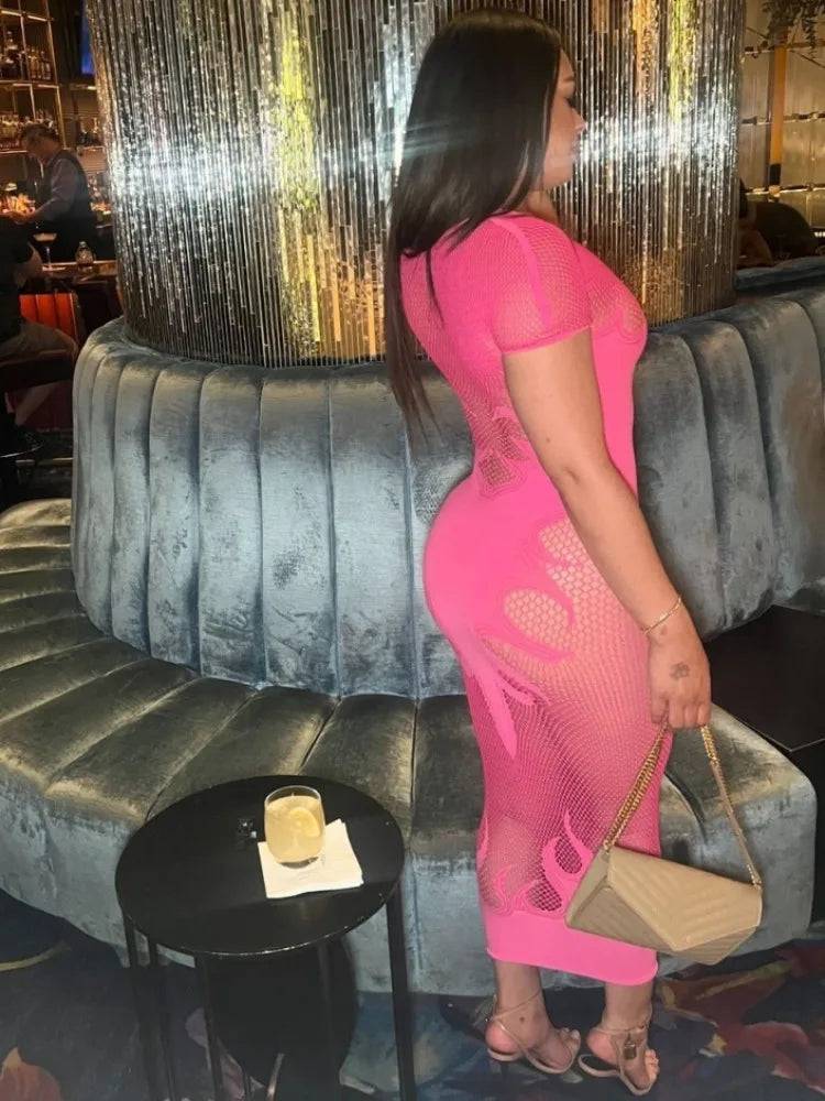 Flaming Hot Mesh Dress