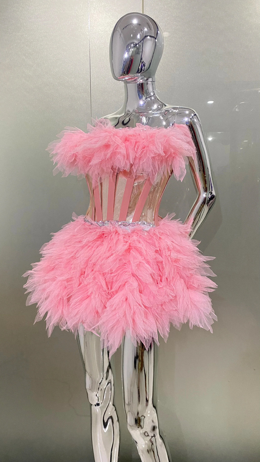 Pink Ruffles 2pcs Mini Dress