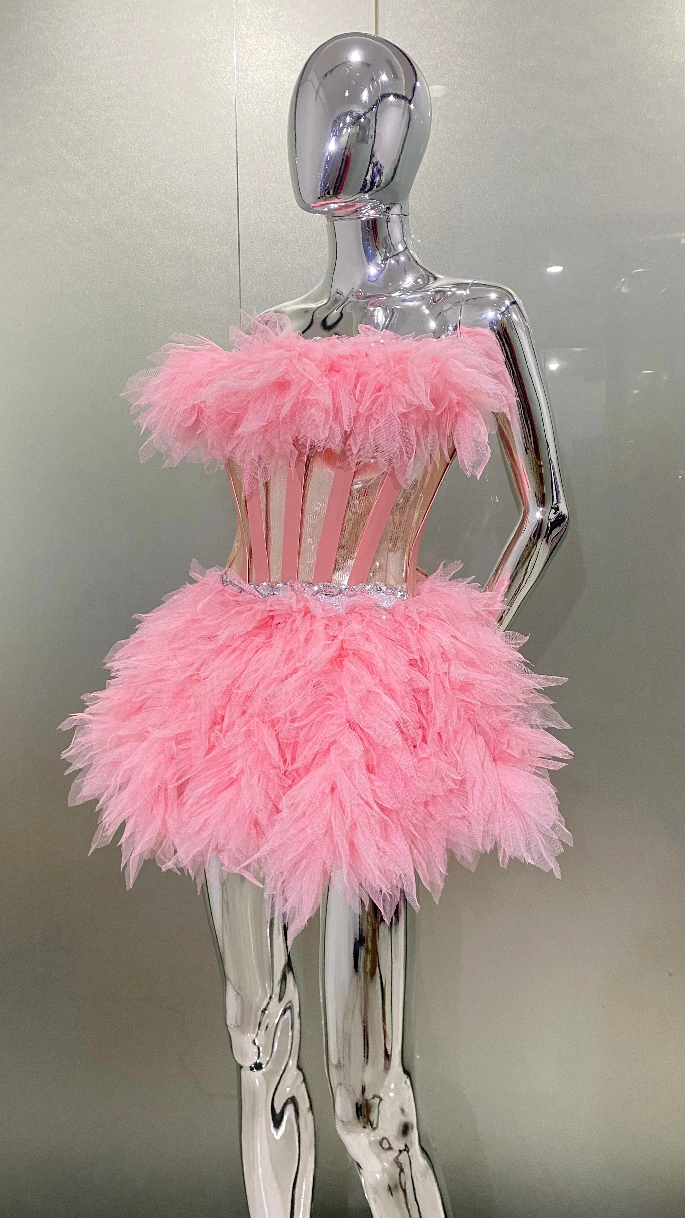Pink Ruffles 2pcs Mini Dress