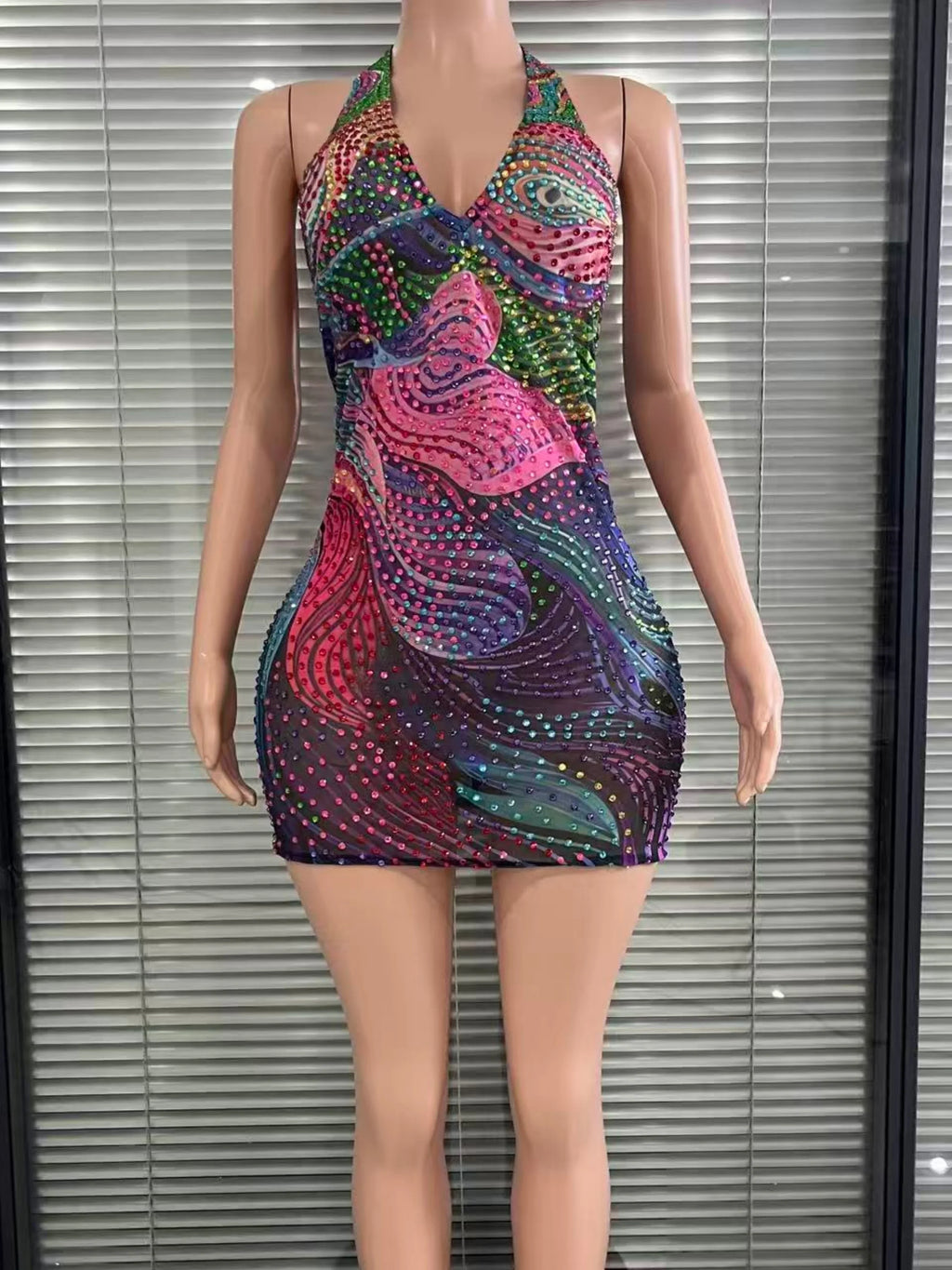 Opulent Crystal Mini Dress