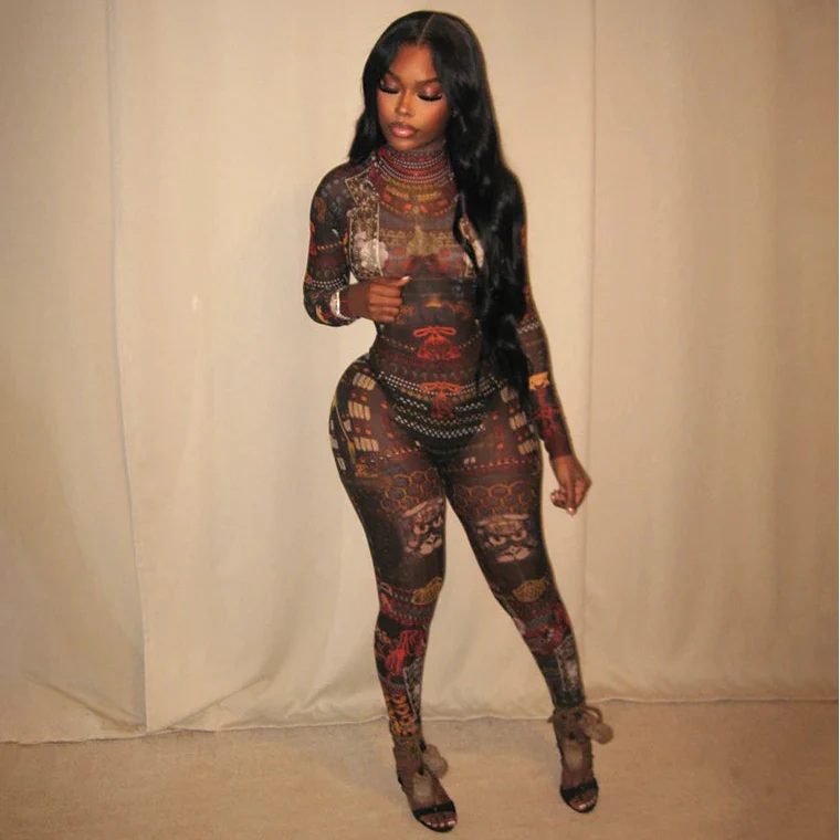 Tribal Mesh Illusion Jumpsuit