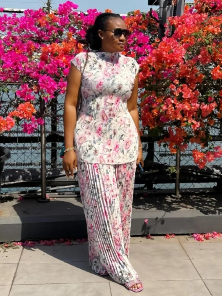 Sonya Floral Pleated Pants Set Floral