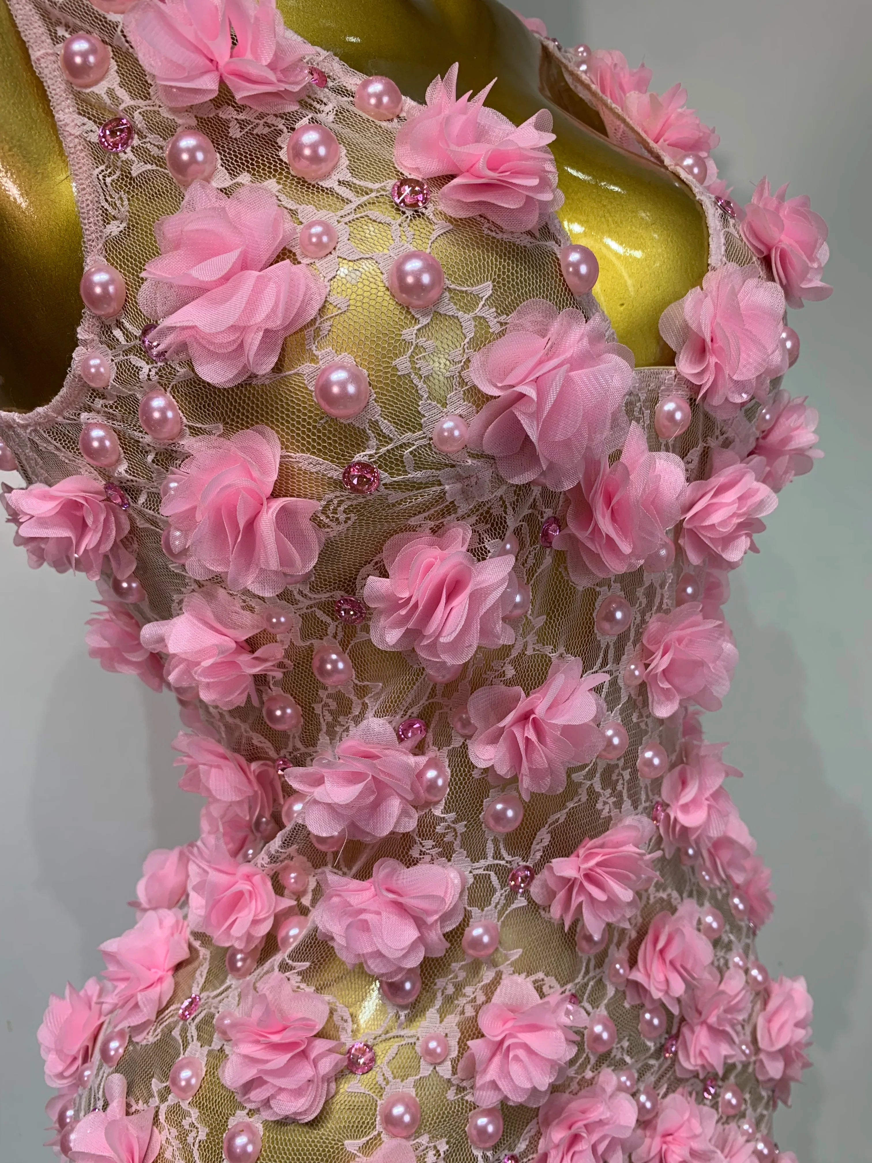 Flower Pearls Mini Dress
