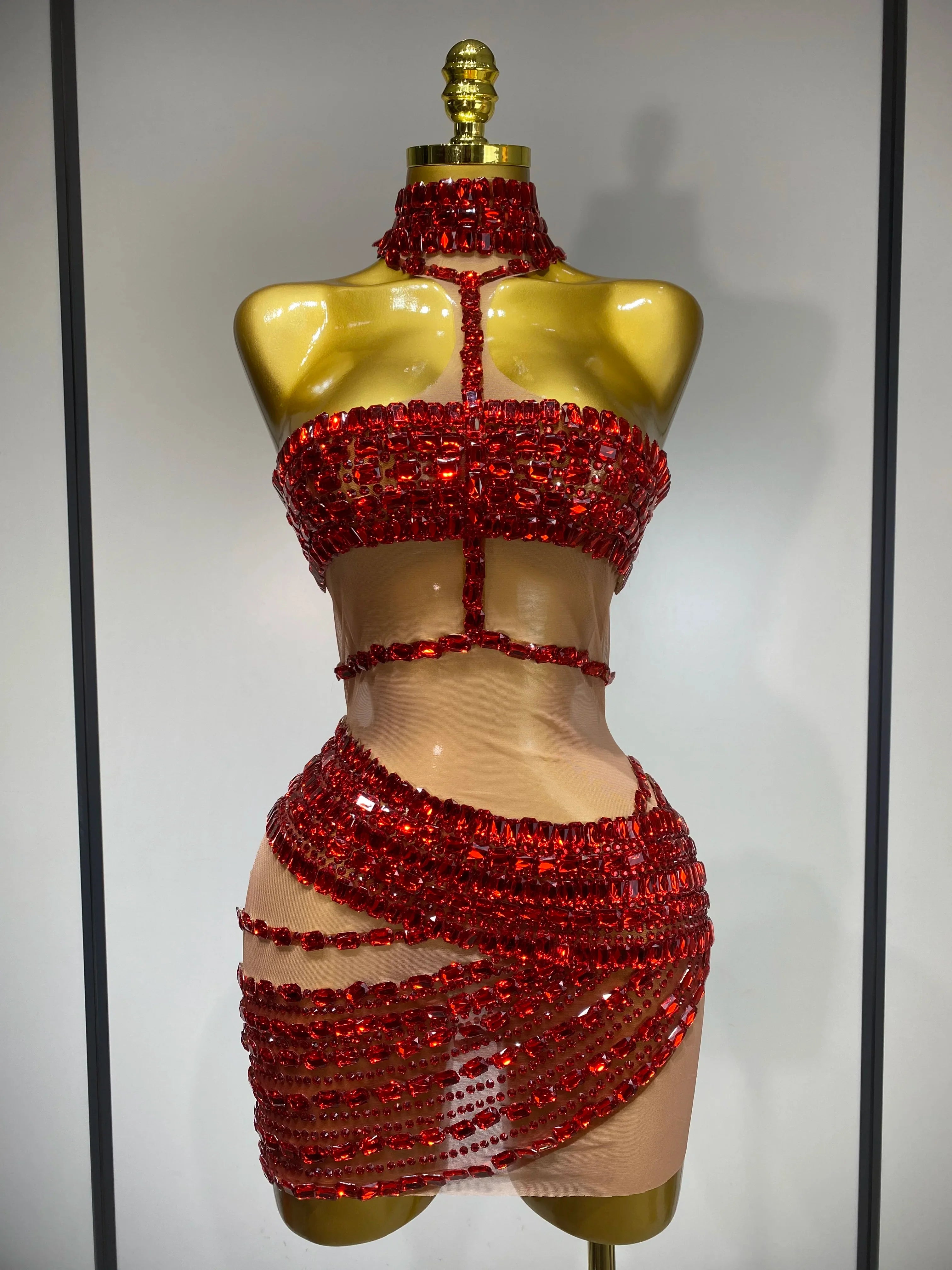 Nayla Diamond Dress Red