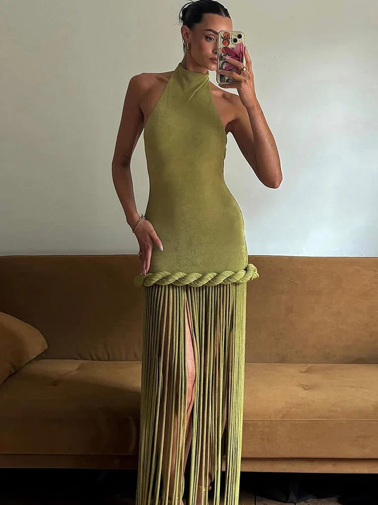Aria Tassel Backless Maxi Dress