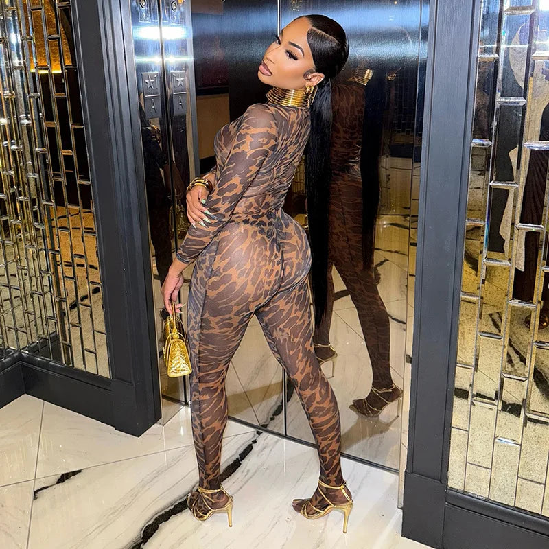 Wild Nights Leopard Mesh Pants Set