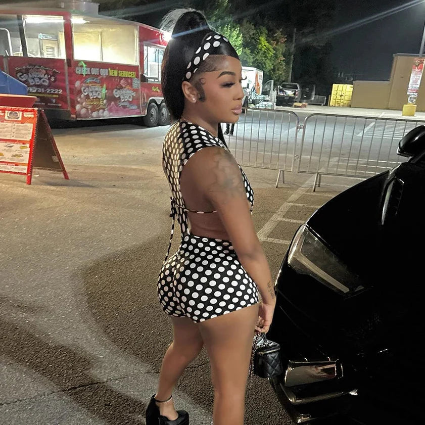 Polka Dot Cutout Romper