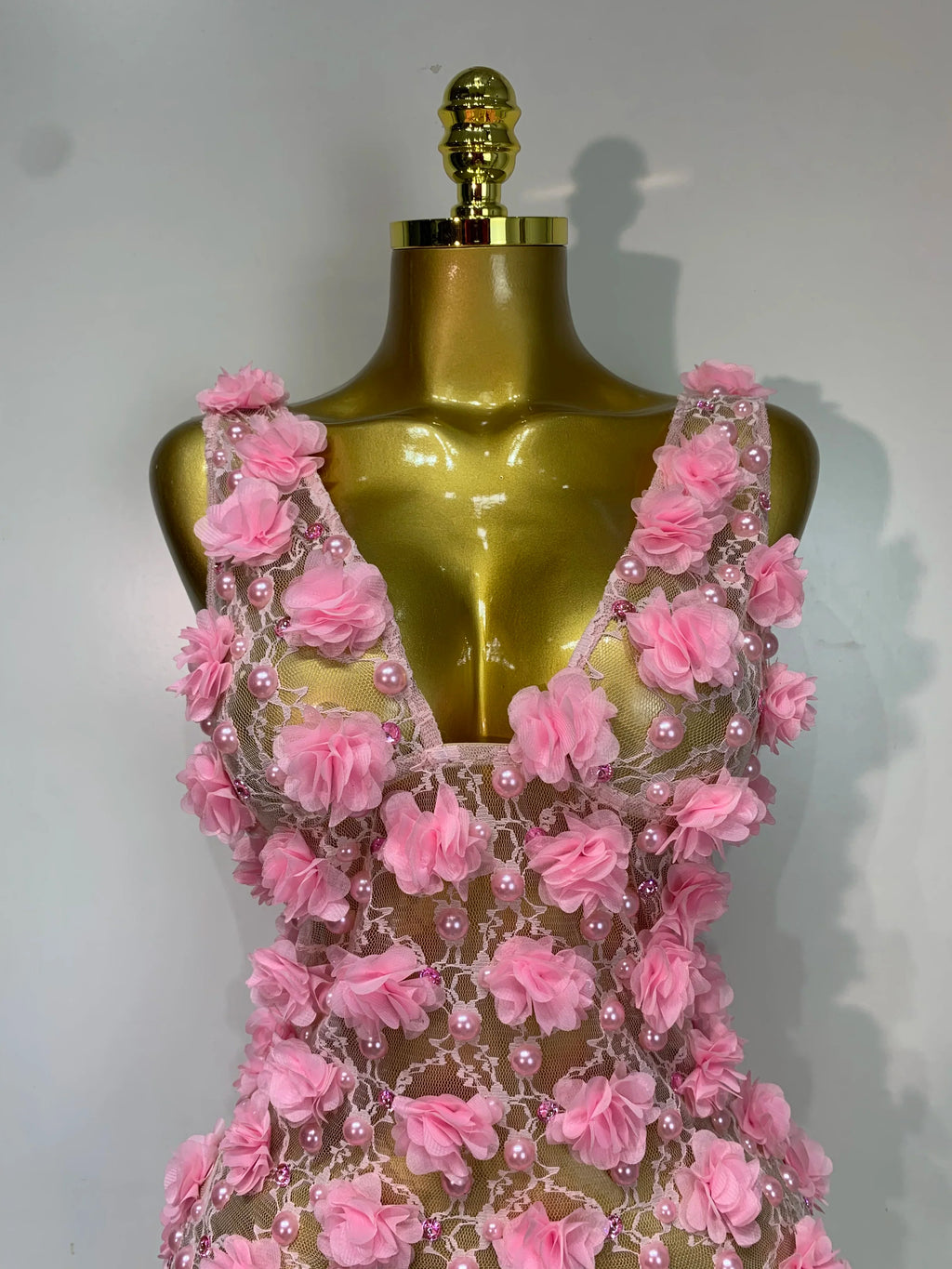 Flower Pearls Mini Dress
