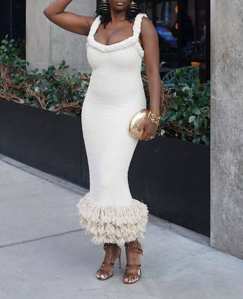 Joi Knit Tassel Maxi Dress