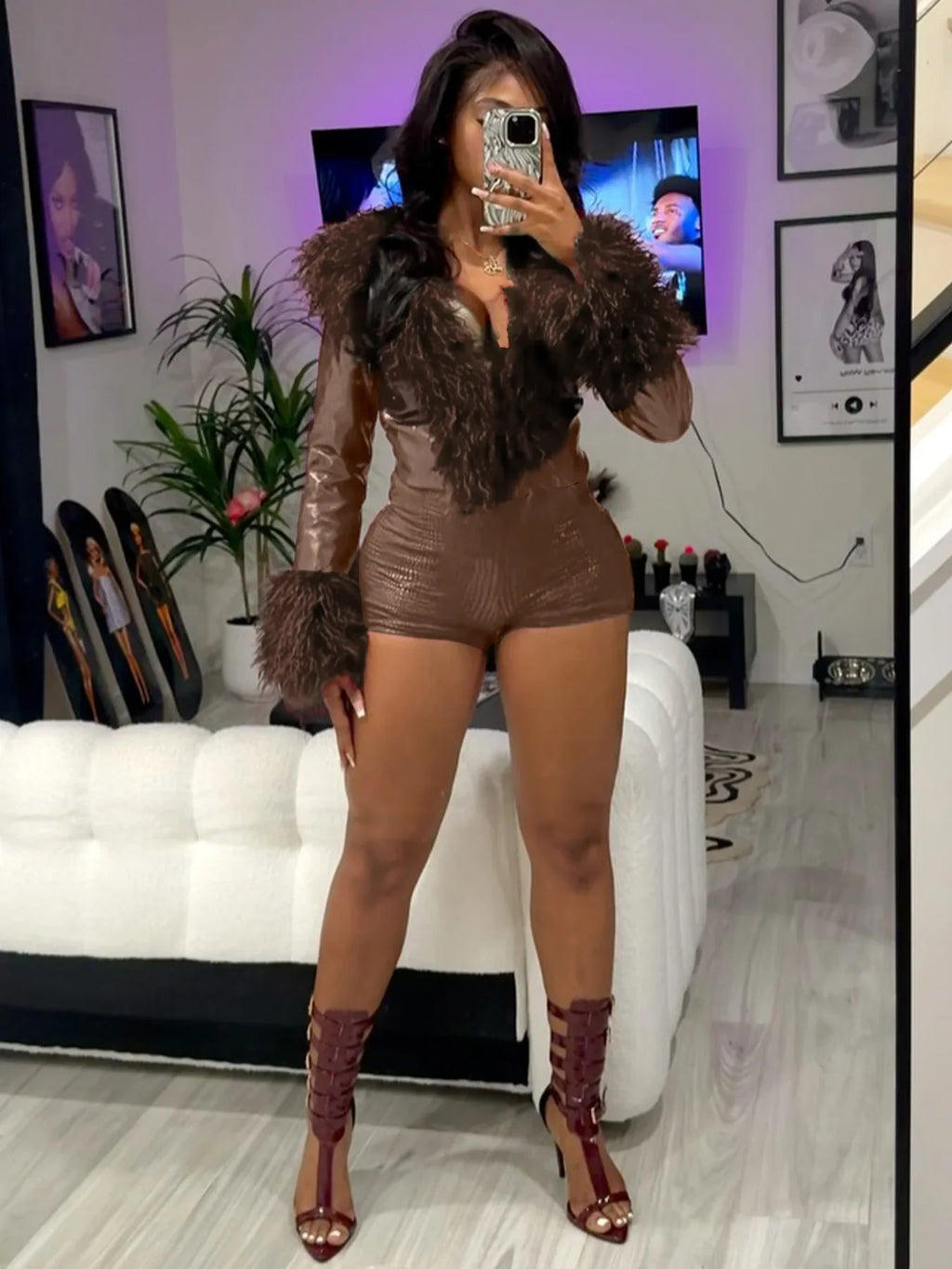 Leather Capri Pants Set