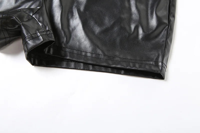 Black Leather Short Set