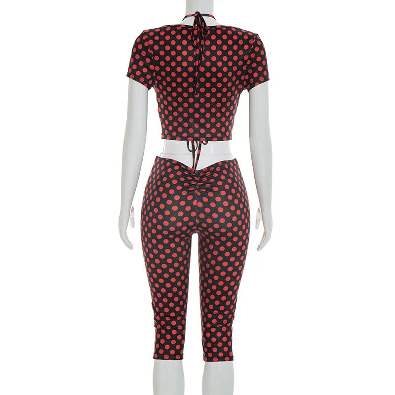 Polka Dot Print Capris Set