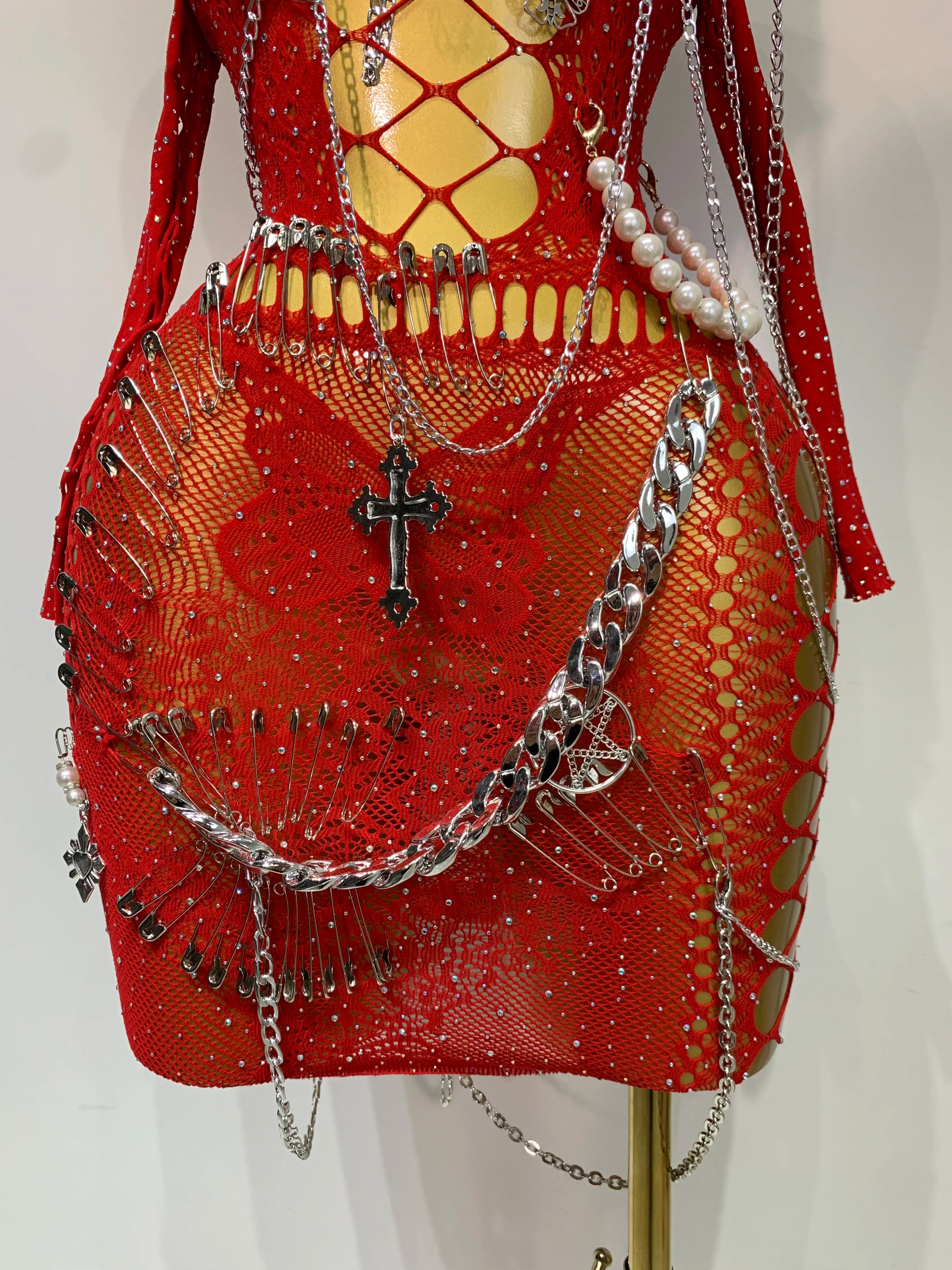 Pearl Chain Mini Dress