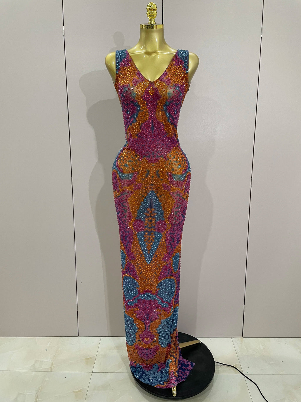 Lexa Rhinestone Mesh Dress MULTI