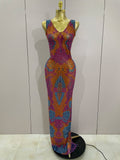 Lexa Rhinestone Mesh Dress MULTI