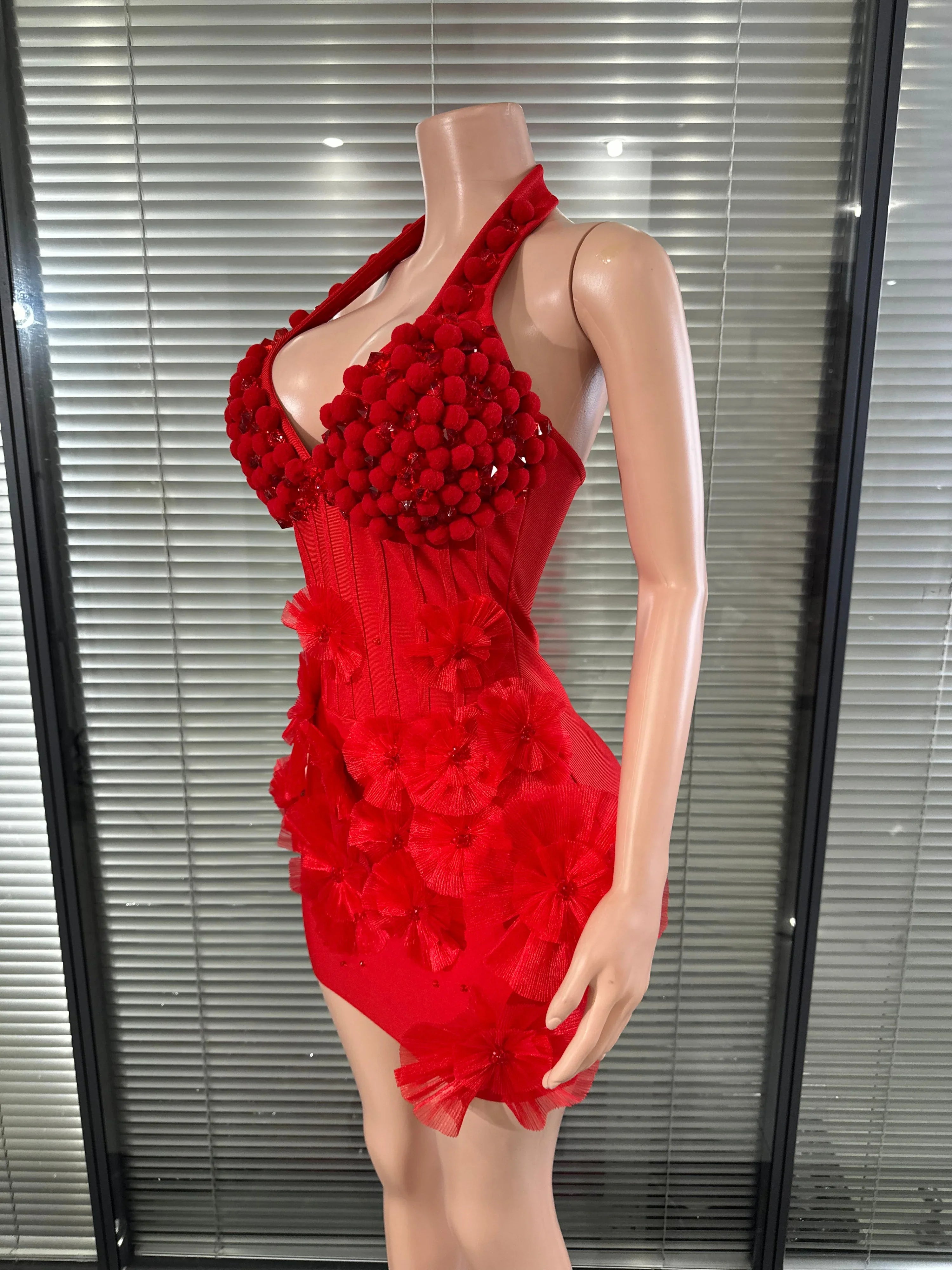 Glamorous 3D Flower Bandage Dress