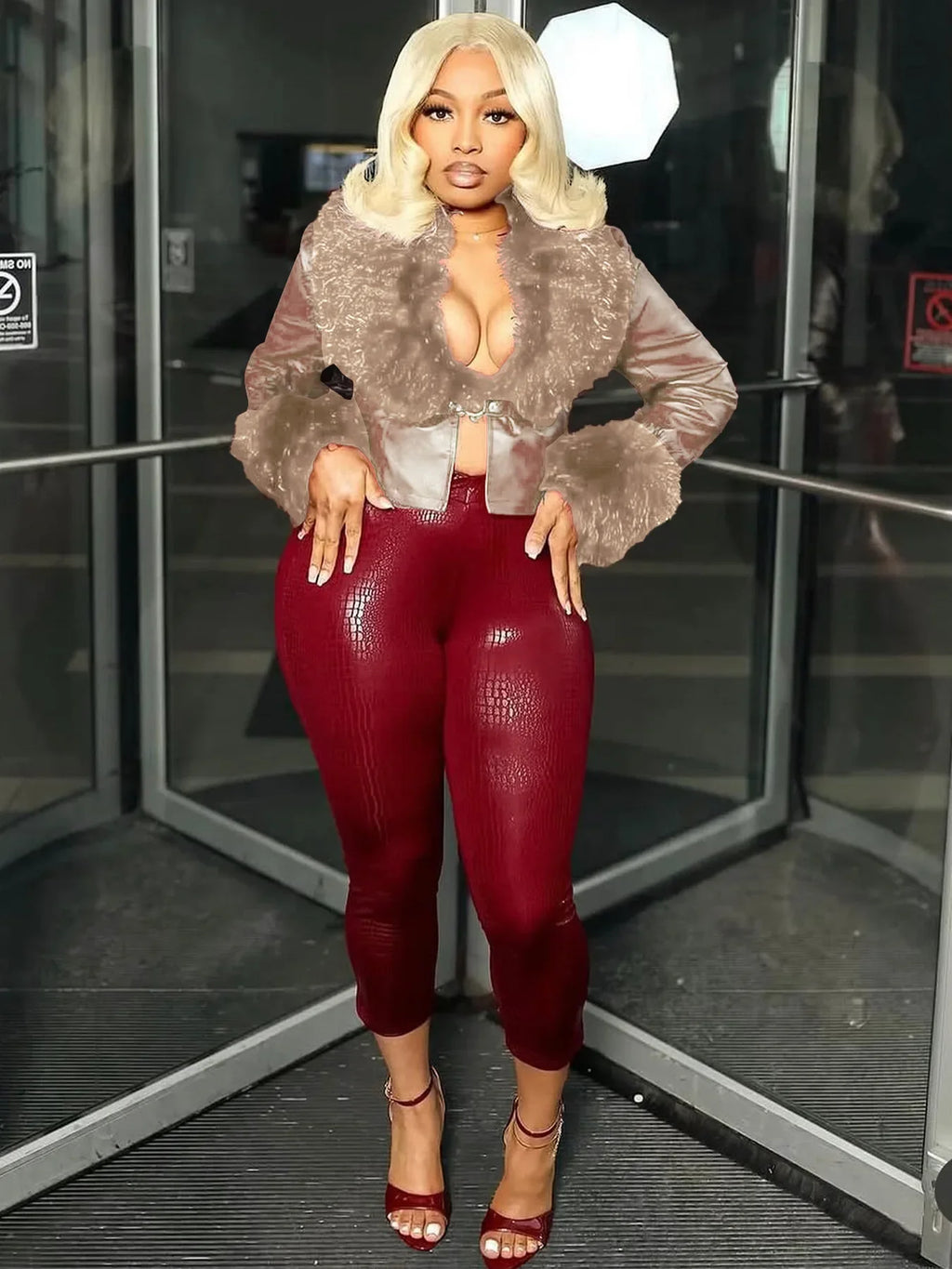 Leather Capri Pants Set