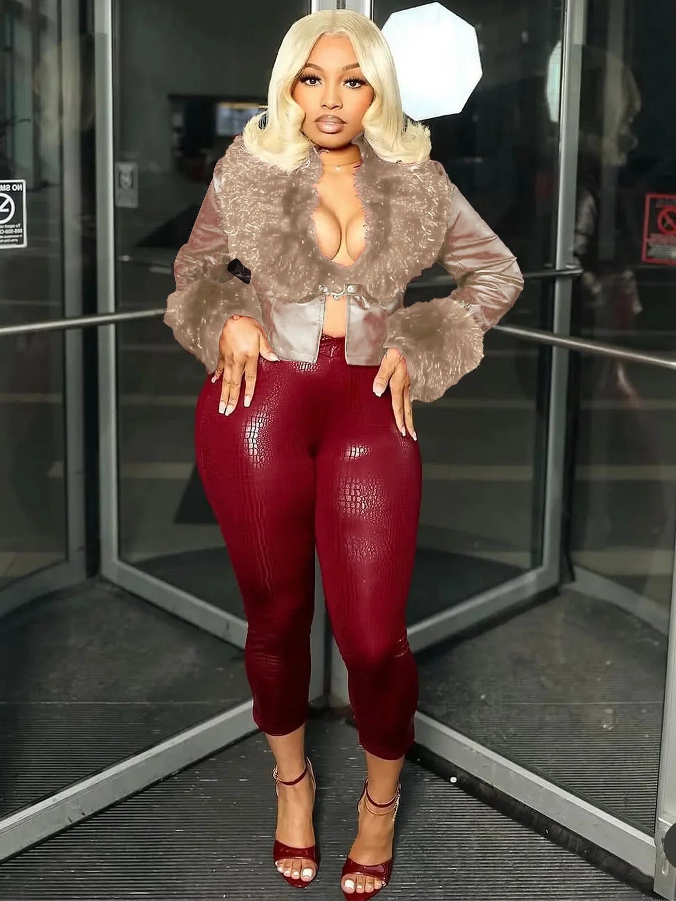 Leather Capri Pants Set