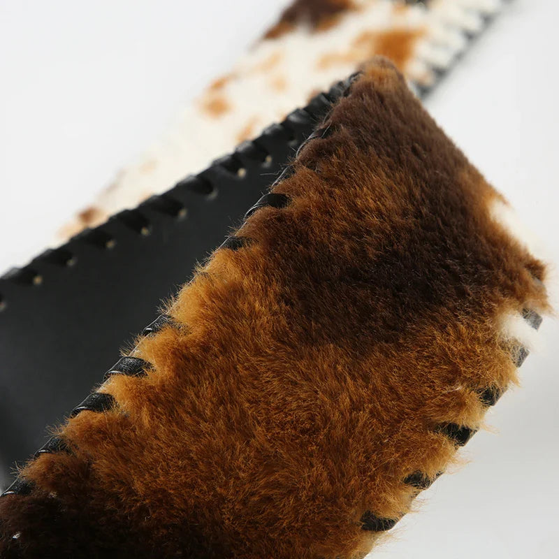 Cow Leather Fur Belt