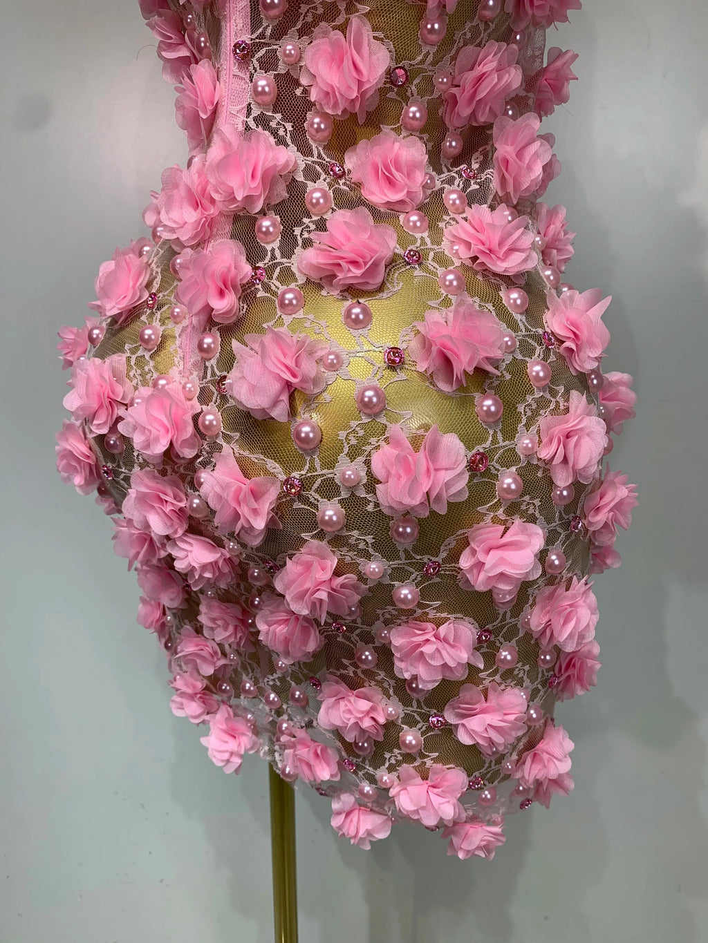 Flower Pearls Mini Dress