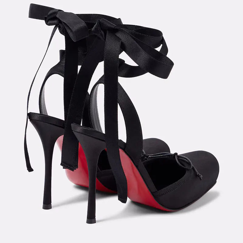 Satin Bow Ballet High Heels