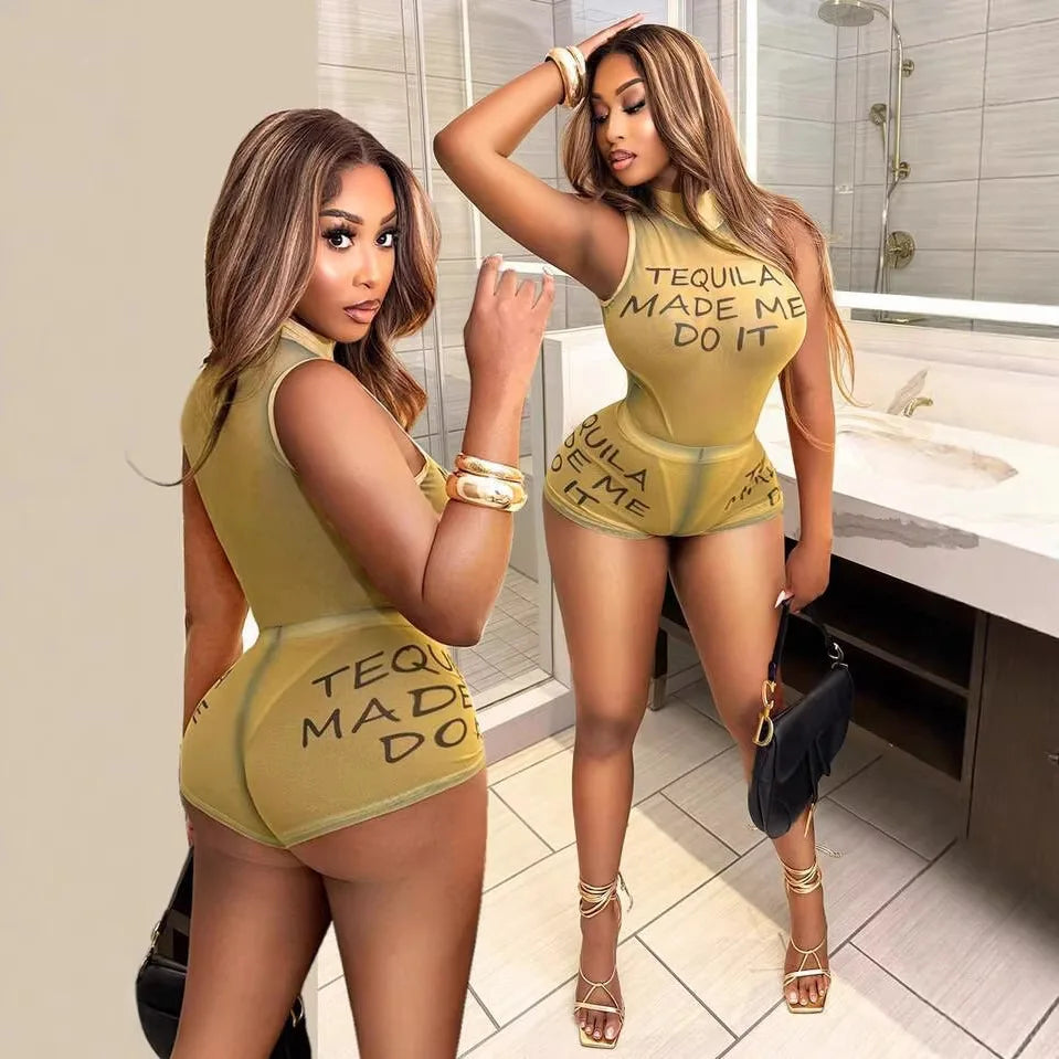 Tequi Mesh Bodysuit Short Set