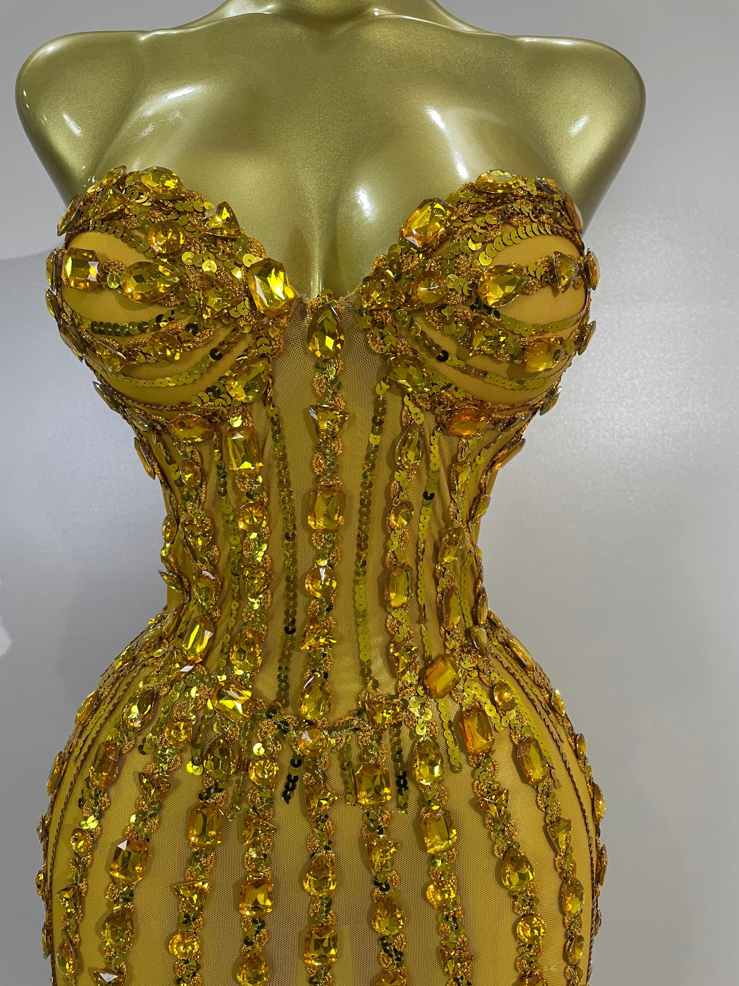 Golden Mesh Maxi Dress