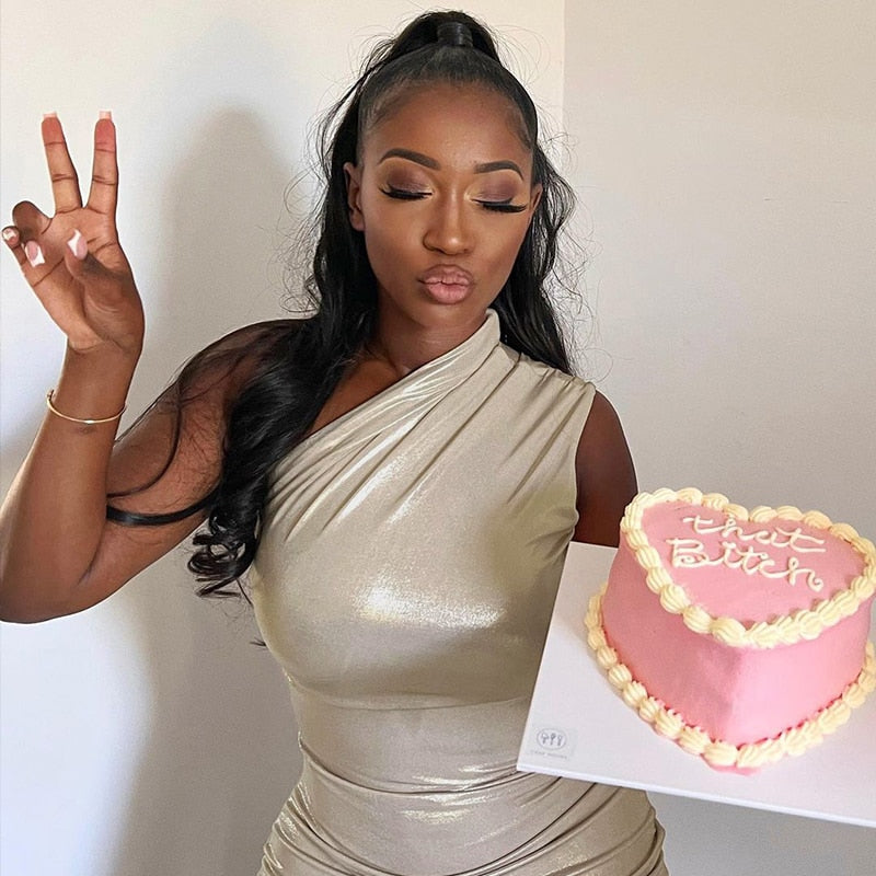 Shiny Party Mini Dress Gold