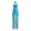 Melissa Velvet Tassel Maxi Dress Blue